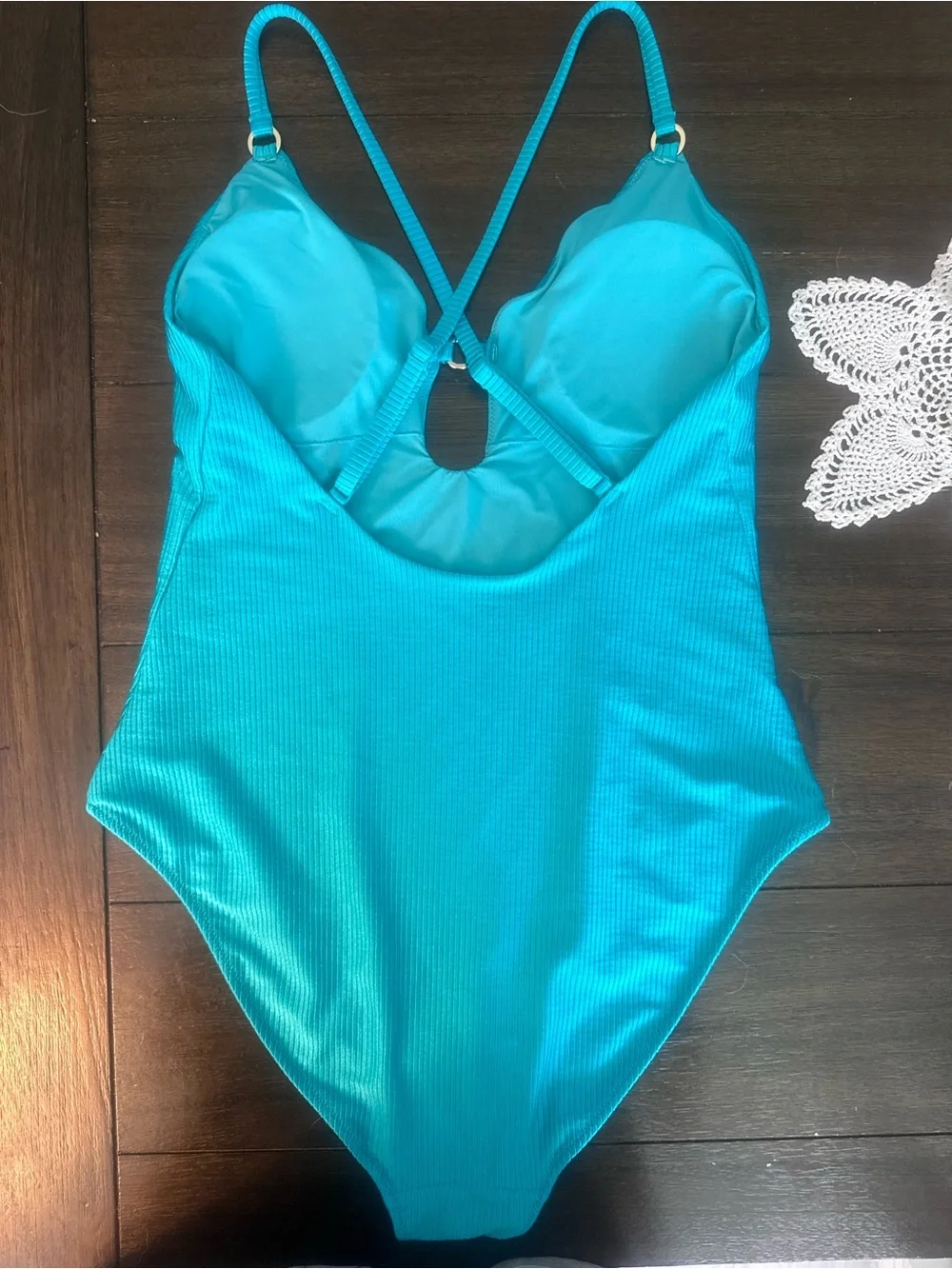 Aerie Blue Shine Rib Cheeky One Piece Swimsuit